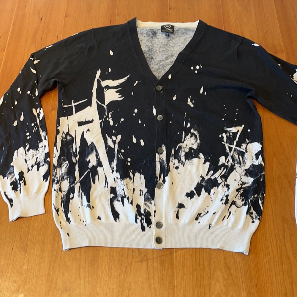 Alexander McQueen McQ  splash black and white sweater Large